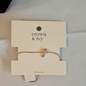 (0005) Crown & Ivy Gold Bracelet letter P